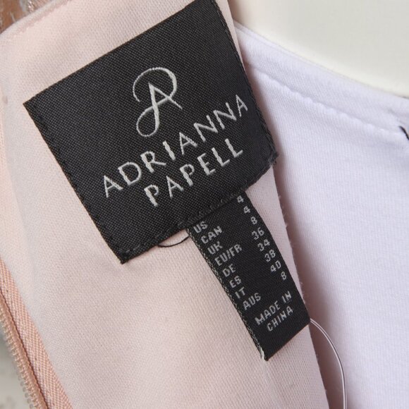 Adrianna Papell Lace Sequin Evening Dress Fit Flare Sleeveless Pink Nude - Picture 7 of 14